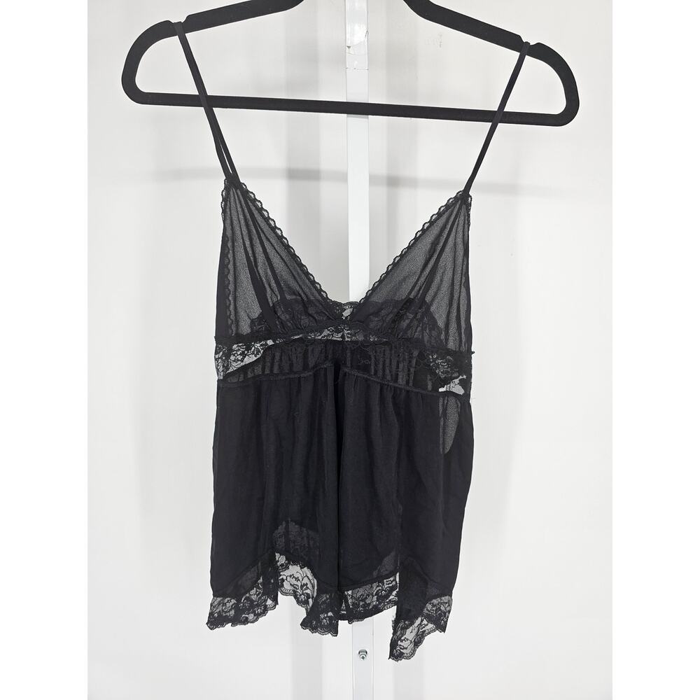 Vintage 1980s Formfit Womens Sz S/M Sheer Black Nightie Lace Trim 100% Nylon